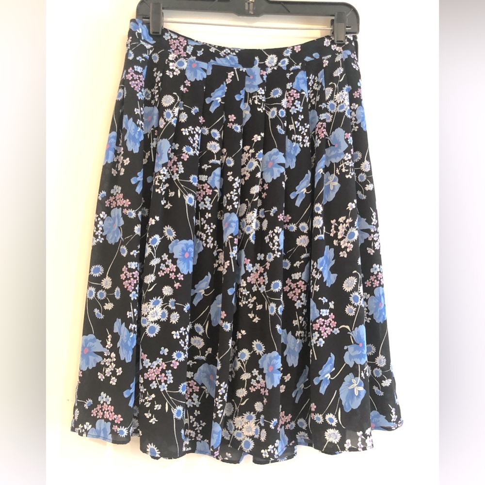 Talbots black, blue, pink, white floral skirt